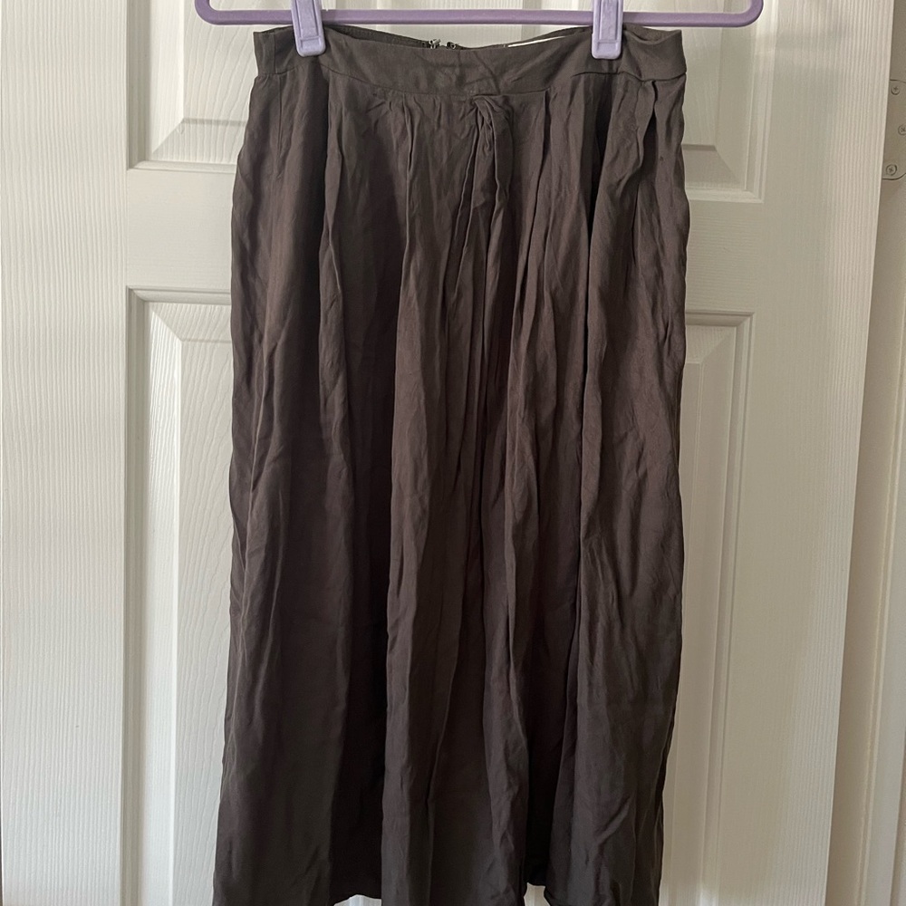 Painted Threads Gray Pleated Midi Skirt A-Line Work